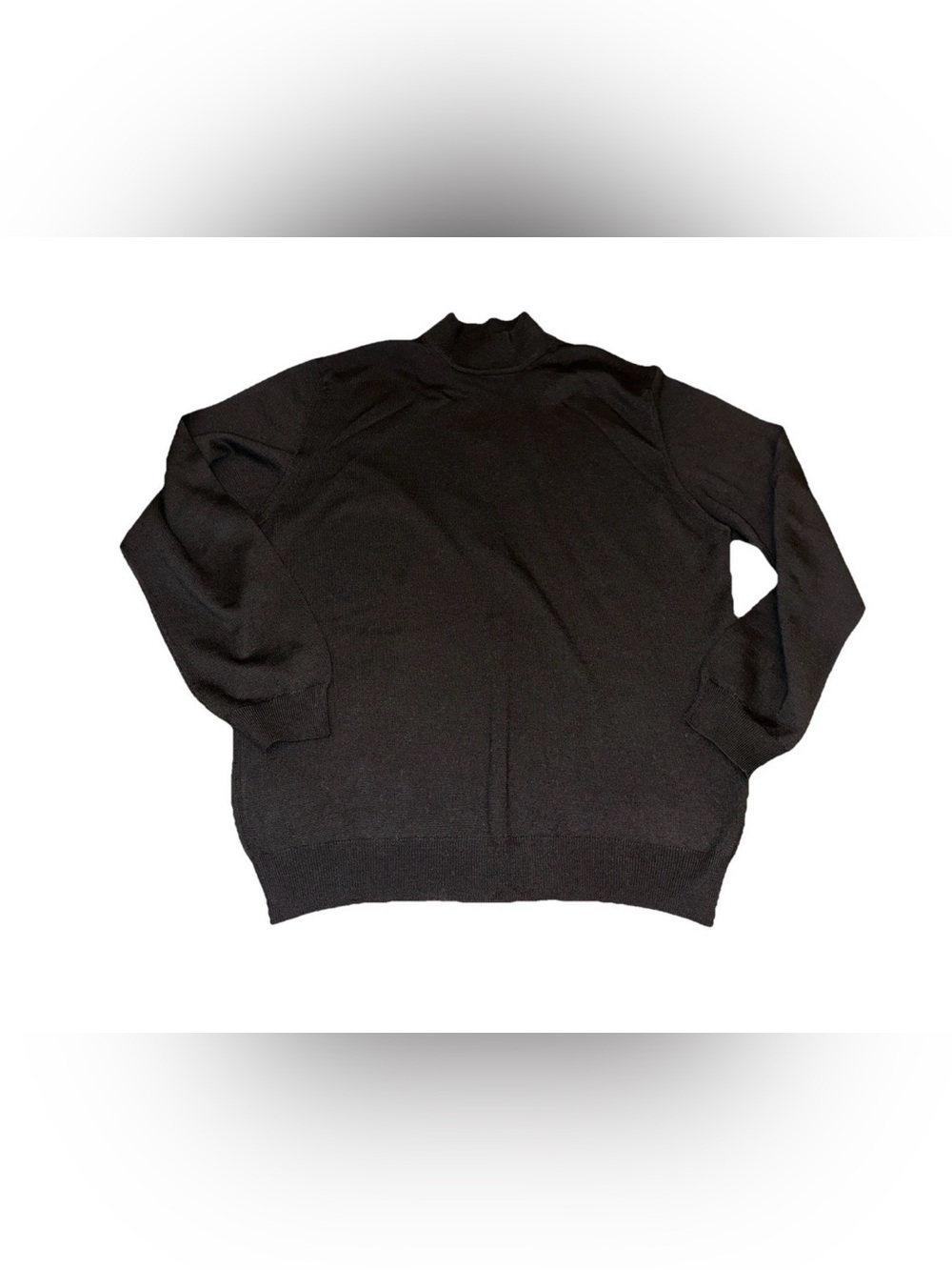J Ashford Sweater Mens Size Large Black Italian Merino Wool Mock Neck Pullover
